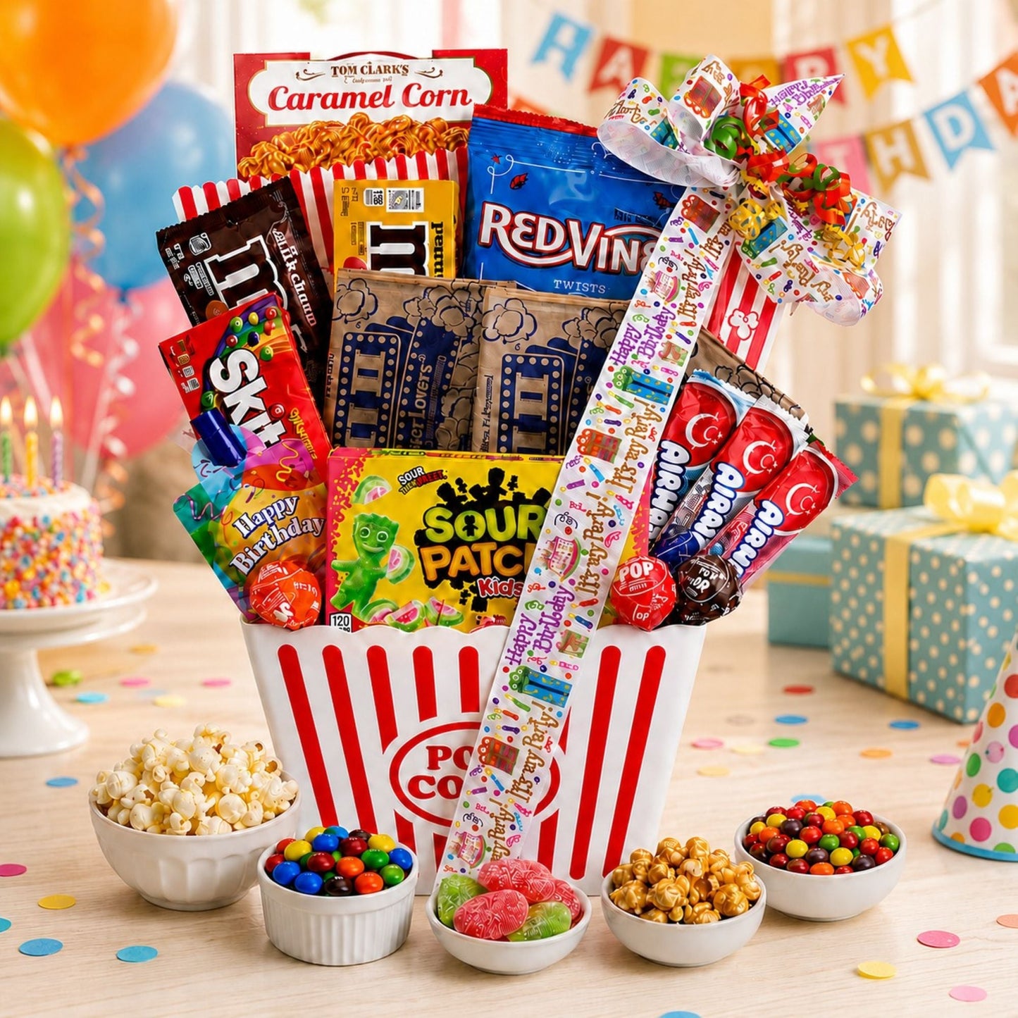 Happy Birthday Movie Night Gift Basket