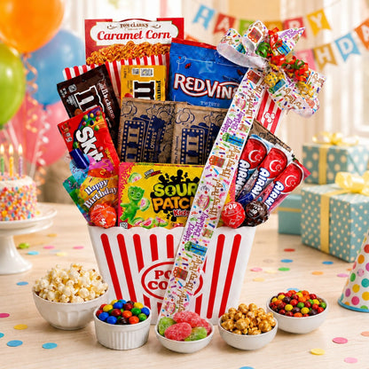 Happy Birthday Movie Night Gift Basket
