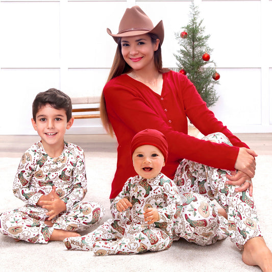 Western Christmas Family Matching Bamboo Pajamas - Cowboy