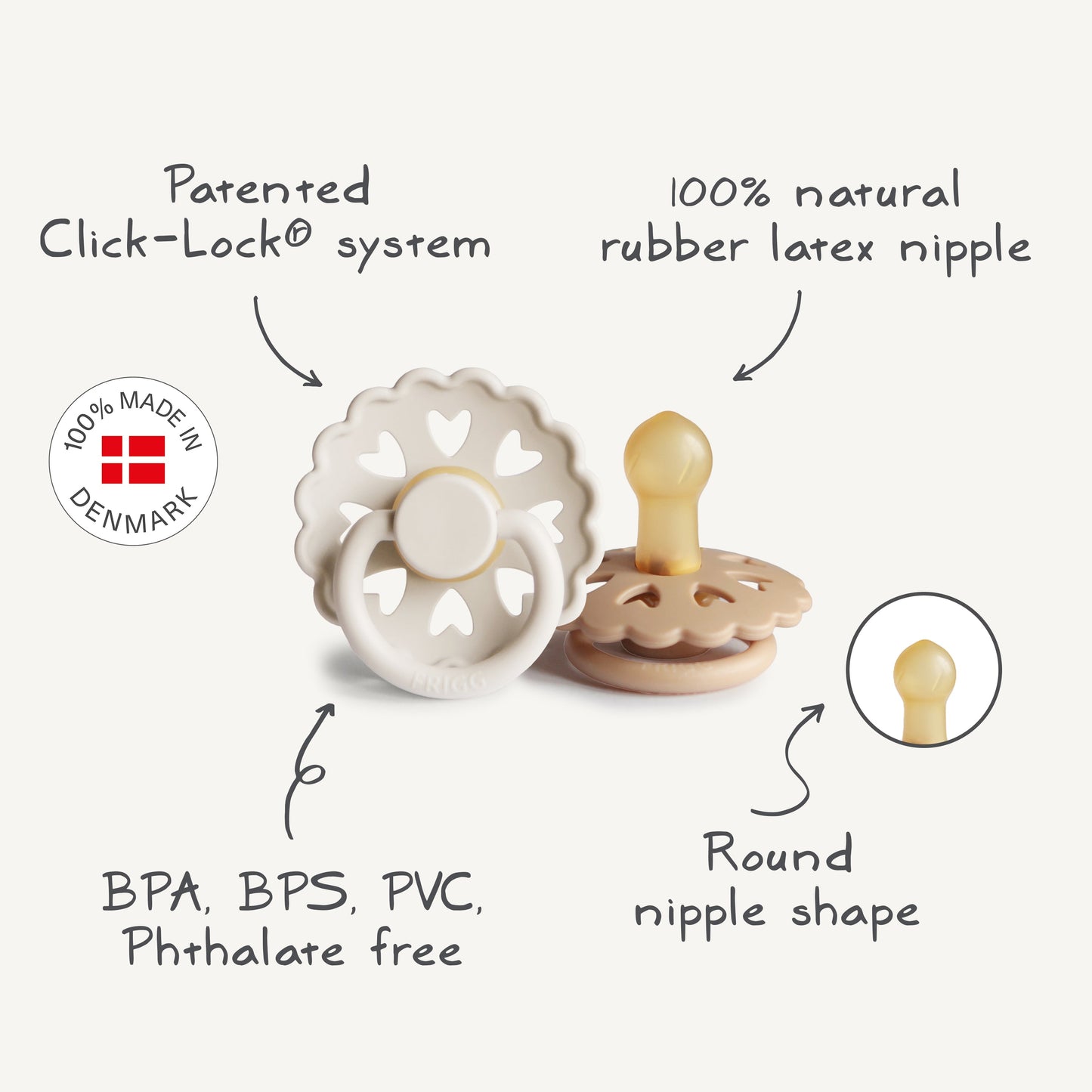FRIGG Andersen Fairytale Natural Rubber Pacifier 2-Pack