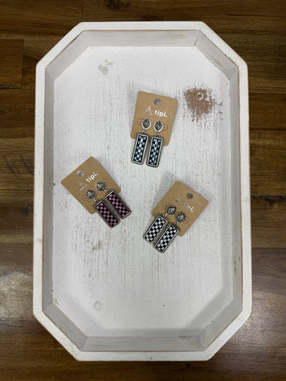 Checkered Bar Earrings (3 colors)