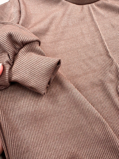 Coffee Ribbed Oversized Sweater