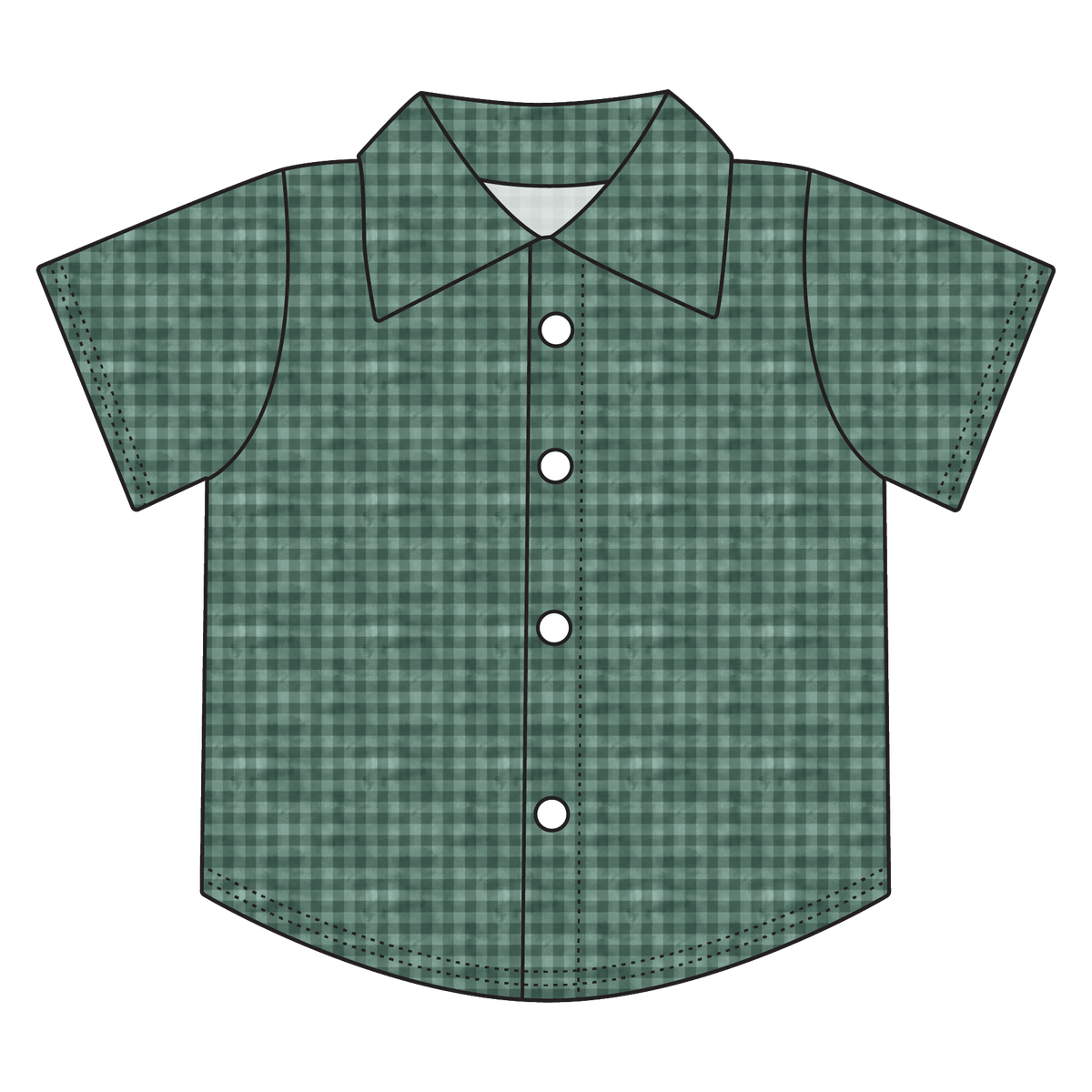 Green Plaid Bamboo Button Down Tee (Pre-Order)