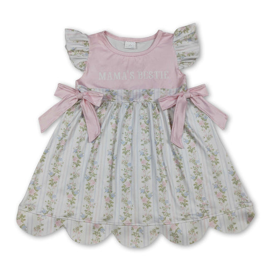 Flutter sleeves Mama's bestie floral baby girls dresses