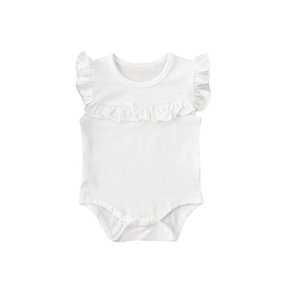 Newborn Baby Girl Clothes Ruffled Sleeveless Bodysuit Solid Playsuit Jumpsuit Outfits For Girls
