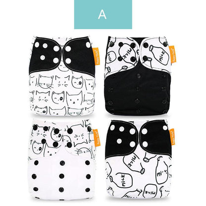 4pcs/set Washable Eco-Friendly Cloth Diaper Cover Adjustable Nappy Cloth Diapers Cloth Nappy For Baby Boys and Grils Baby
