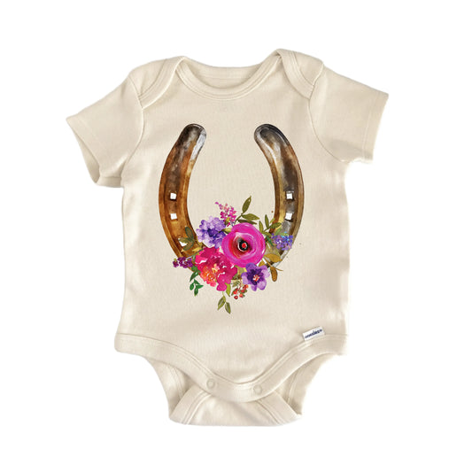 Horse Shoe Floral Newborn Baby Onesie® Onesie®