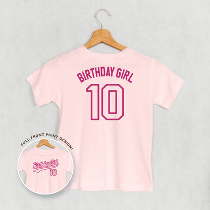 Birthday Girl Varsity #10 (Kids Back Print)