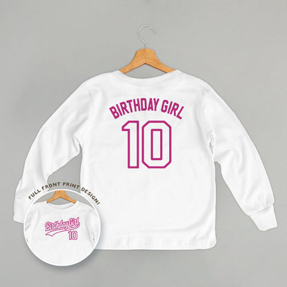 Birthday Girl Varsity #10 (Kids Back Print)
