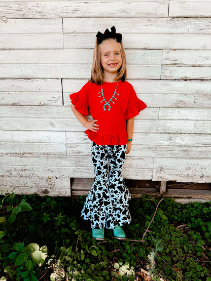 Rodeo Red ruffle top  (FINAL SALE)