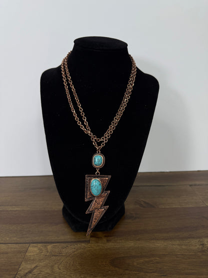 Large Lightning Bolt Stone Necklace (FINAL SALE)