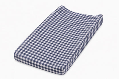 Navy Gingaham Changing Pad Cover