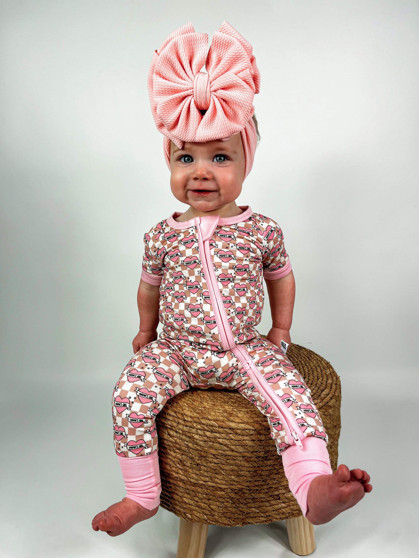 Checkered Mama's Girl Short Sleeve Bamboo Sleeper (FINAL SALE)
