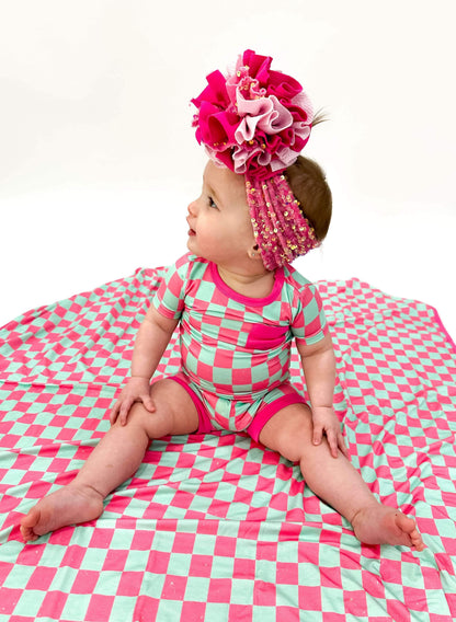 Bubblegum Checks Bamboo Short Set (FINAL SALE)