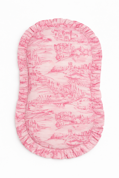 Pink Toile Ruffle Baby Lounger Cover
