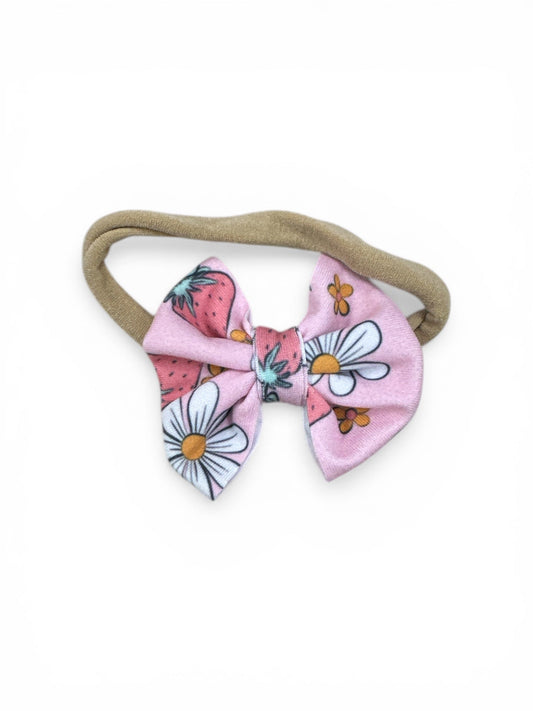 Strawberry Floral Nylon Bow