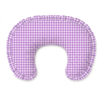 Purple Gingham Ruffle Nursing Pillow Cover
