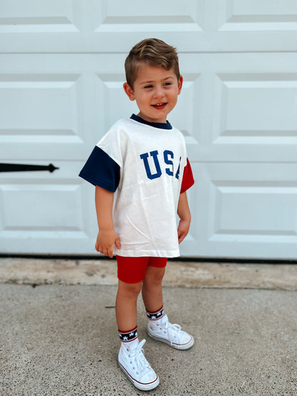 USA Colorblock Tee - Oversized or Regular Fit