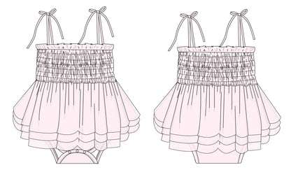 Petal - Smocked Tulle Bodysuit Dress