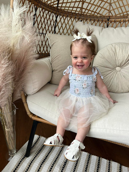 Cosette - Smocked Tulle Bodysuit Dress
