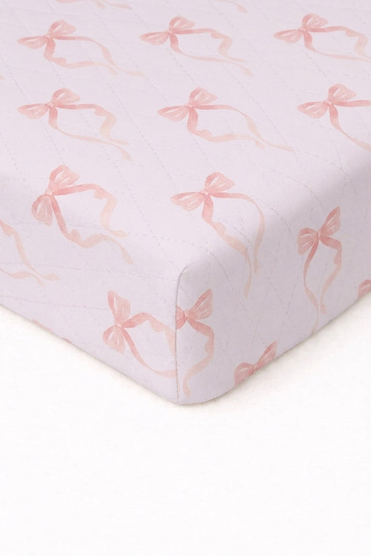 Pink Bow Crib Sheet