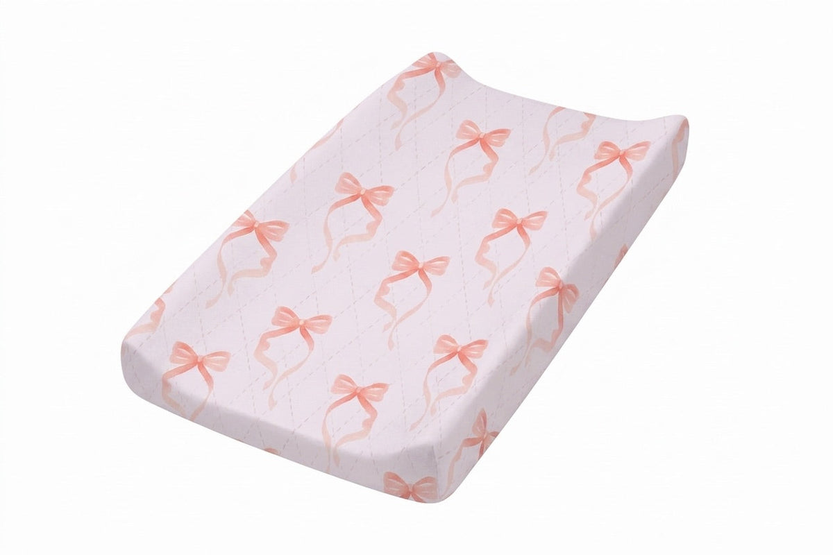 Pink Bow Changing Pad Cover