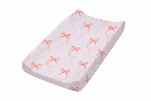 Pink Bow Changing Pad Cover