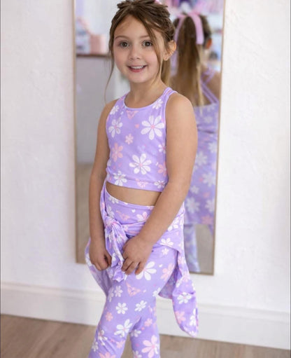 LuxeBloom Longline Tank - Purple Daisies