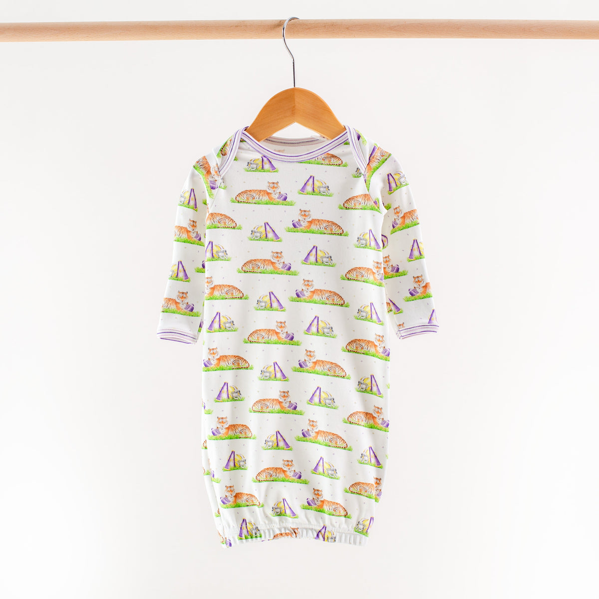 Purple Tiger Mascot Mania Organic Cotton Kids Pajamas