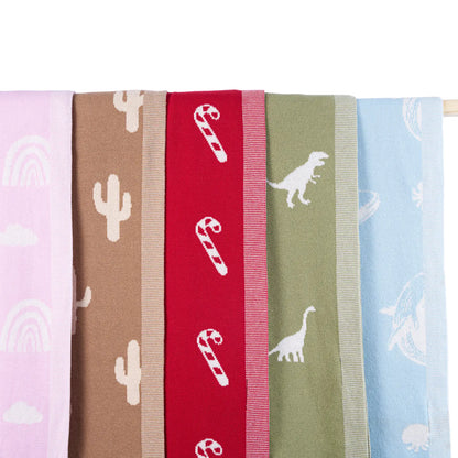 Dinosaur Jacquard Knit Baby Blanket