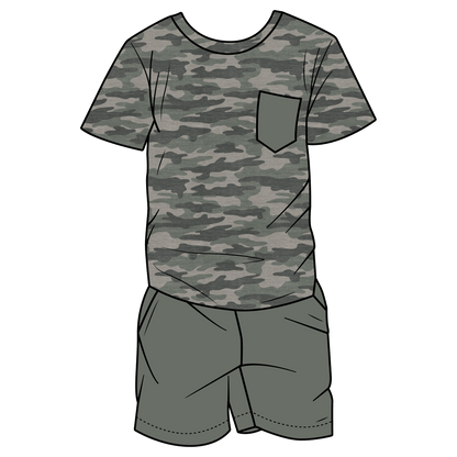 Kace Camo Bamboo Youth T-Shirt & Shorts Set
