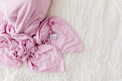 Lillian Pink Bamboo Swaddle + Headband Set