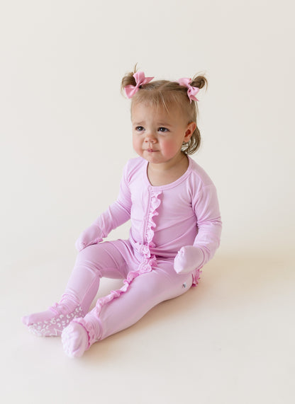 Lillian Pink Bamboo Ruffle Convertible Footie (2T-4T)