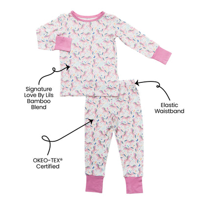 Lavender Unicorns Bamboo 2-Piece Long Sleeve Set