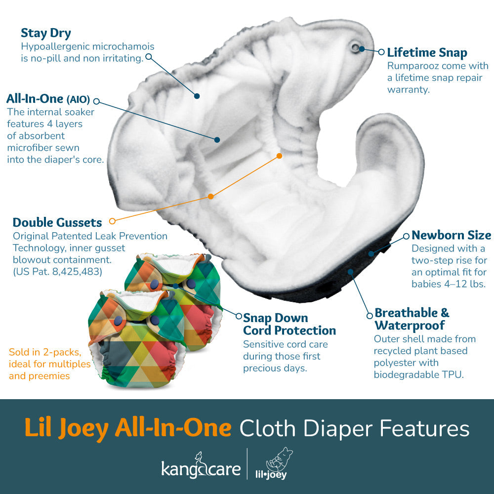 Lil Joey All In One Cloth Diaper (2 pk) - Platinum