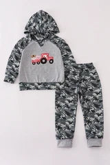Camouflage farm tractor applique pants set
