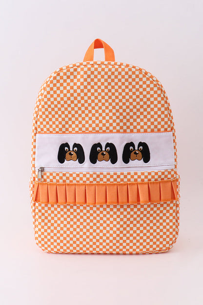 Orange Tennessee embroidery checkered ruffle backpack