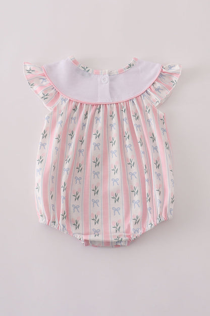 Pink Bow Embroidered Bow Bubble