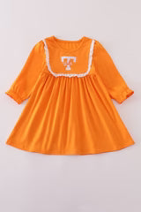 Orange Tennessee go vols embroidery ruffle dress