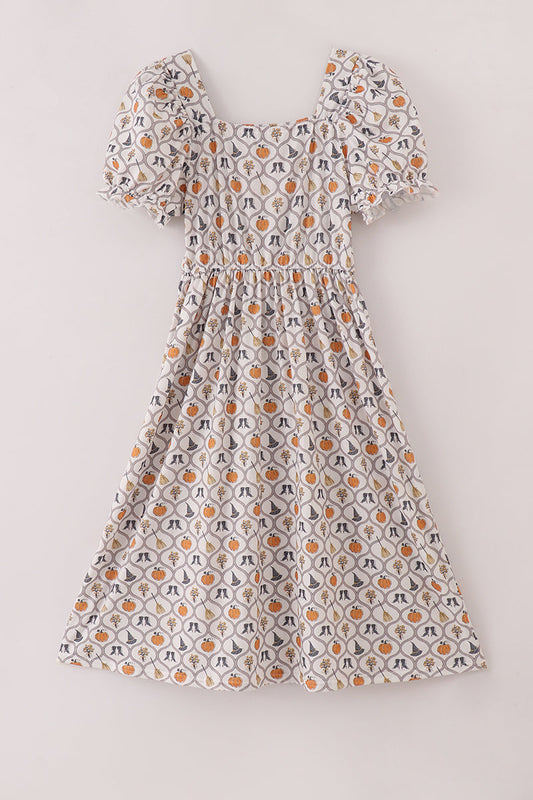 Witch pumpkin print mom dress