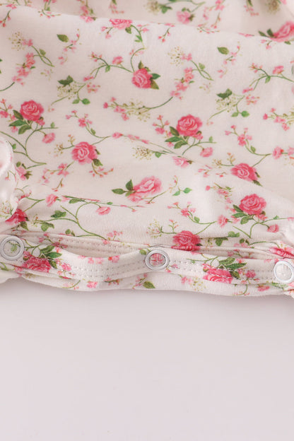 Pink rose hand smocked bubble