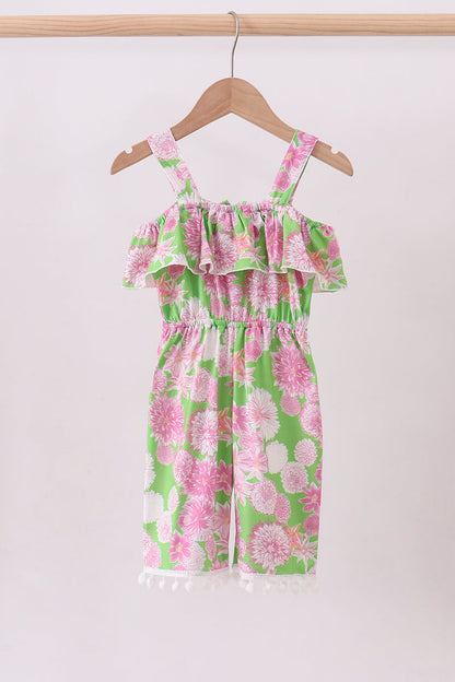 Pink floral ruffle jumpsuit
