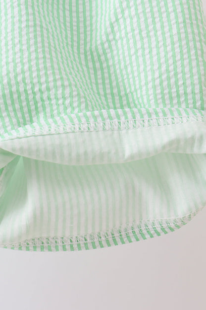 Blue Tractor Applique Seersucker Set
