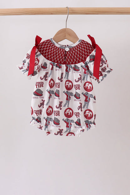 Maroon Alabama Smocked Bubble