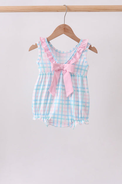Pink Crocodile Smocked Gingham Bubble
