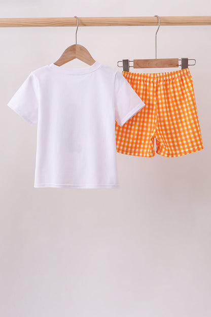 Orange Tennessee Applique Gingham Shorts Set