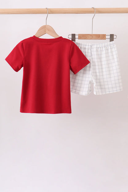 Maroon Alabama Applique Shorts Set