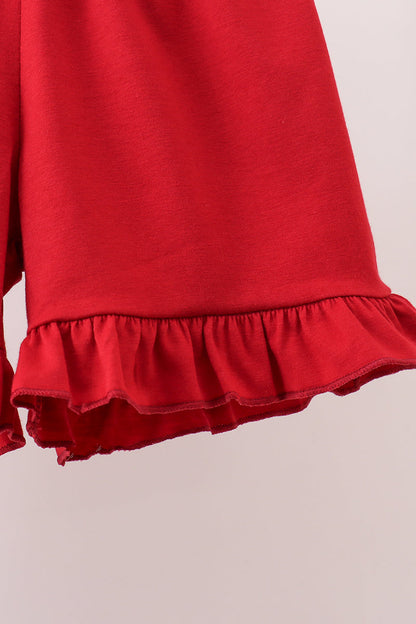 Maroon Alabama Applique Ruffle Shorts Set
