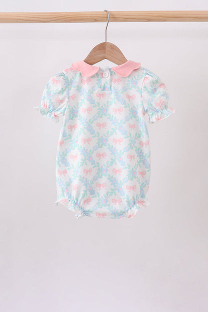 Pink Floral Bow Print Bubble