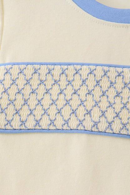 Cream smocked pants set